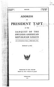 Tapa de Address of President Taft at the banquet of the Swedish-American Republican league