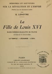 Tapa de La fille de Louis XVI