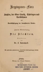 Tapa de Kryptogamen-Flora von Sachsen, der Ober-Lausitz, Thüringen und Nordböhmen