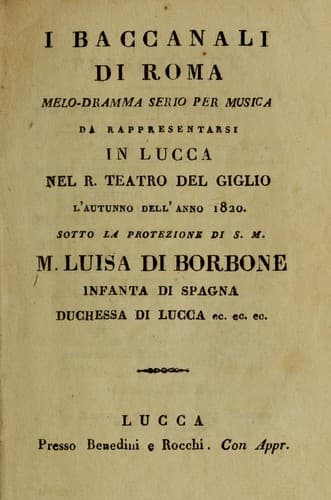 Tapa de I baccanali di Roma