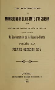 Tapa de La reception de monseigneur le vicomte d'Argenson par toutes les nations du pais de Canada a son entree au gouvernement de la Nouvelle-France