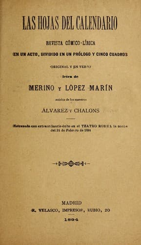 Tapa de Las hojas del calendario