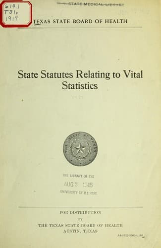 Tapa de Texas vital statistics law