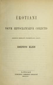 Tapa de Erotiani Vocum Hippocraticarum conlectio