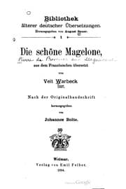 Tapa de Die schöne Magelone, aus dem Französischen übersetzt von Veit Warbeck 1527