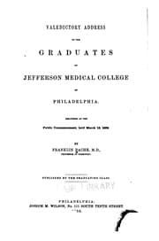 Tapa de Valedictory address to the graduates of Jefferson Medical College of Philadelphia: Delivered at ..
