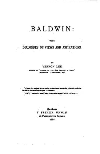 Tapa de Baldwin: Being Dialogues on Views and Aspirations