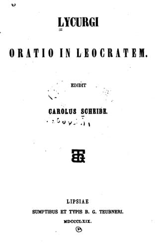 Tapa de Lycurgi Oratio in Leocratem