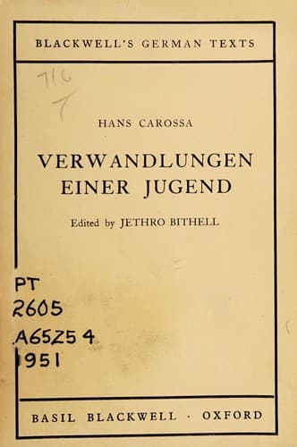 Tapa de Verwandlungen einer Jugend