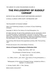 Tapa de Philosophy of Rudolph Carnap (Library of Living Philosophers)