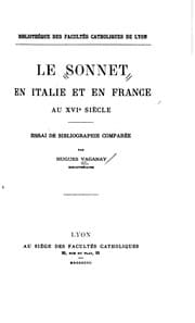 Tapa de Le sonnet en Italie et en France au XVI siècle: essai de bibliographie comparée