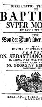 Tapa de Dissertatio theologica de baptismo super mortuis, ex I. Corinth. XV, 29, Oder, Von der Taufe über denen Todten
