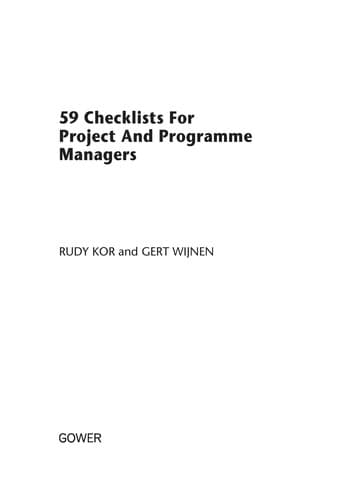 Tapa de 59 checklists for project and programme managers