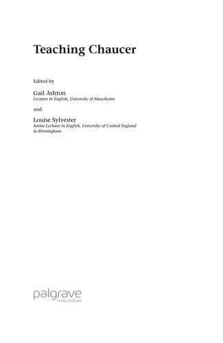 Tapa de Teaching Chaucer