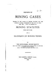Tapa de Reports of Mining Cases Decided by the Courts of British Columbia and the Courts of Appeal ..