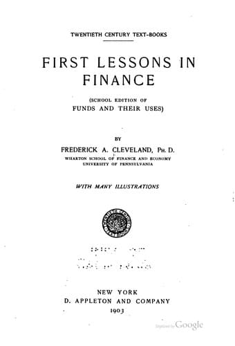 Tapa de First Lessons in Finance: