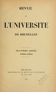 Tapa de Revue de l'Université de Bruxelles