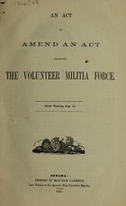 Tapa de An Act to amend an Act respecting the Volunteer militia force