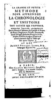 Tapa de La grande et petite methodes povr apprendre la chronologie et l'histoire tant sacree qve ..