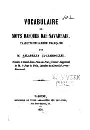 Tapa de Vocabulaire de mots basques bas-navarrais traduits en langue française