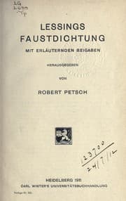 Tapa de Lessings Faustdichtung