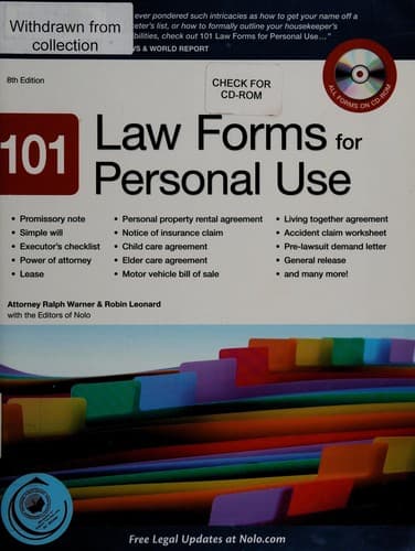 Tapa de 101 law forms for personal use