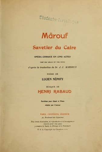 Tapa de Mârouf, savetier du Caire