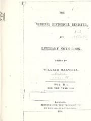Tapa de The Virginia historical register, and literary note book
