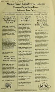 Tapa de Metropolitan Parks system centennial year