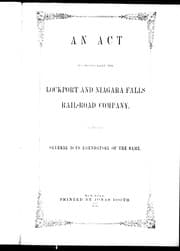 Tapa de An Act to incorporate the Lockport and Niagara Falls Rail-road Company