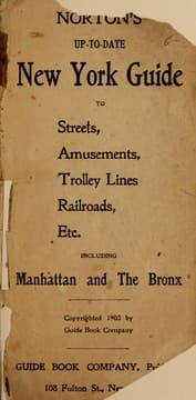 Tapa de Norton's up-to-date New York guide to streets, amusements, trolley lines, railroads, etc