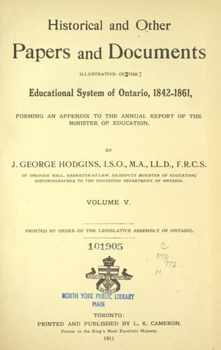 Tapa de Historical and other papers and documents