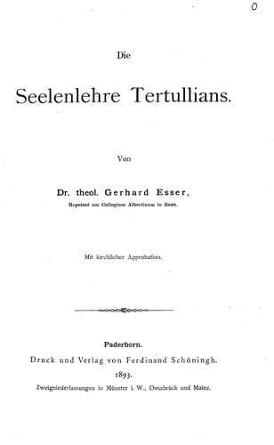 Tapa de Die Seelenlehre Tertullians