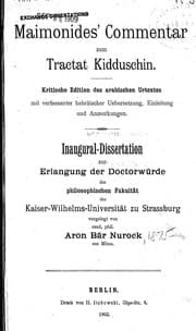 Tapa de Maimonides' Commentar zum Tractat Kidduschin