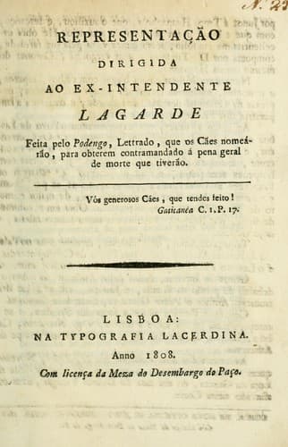 Tapa de Representação dirigida ao ex-intendente Lagarde