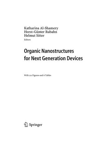 Tapa de Organic nanostructures for next generation devices