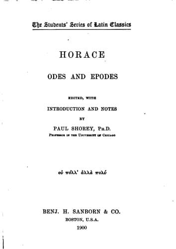Tapa de Odes and epodes