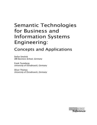 Tapa de Semantic technologies for business and information systems engineering