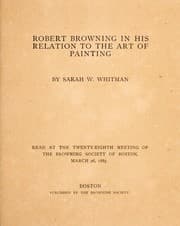 Tapa de Robert Browning in his relation to the art of painting