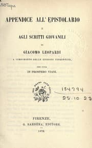 Tapa de Appendice all' epistolario e agli scritti giovanili
