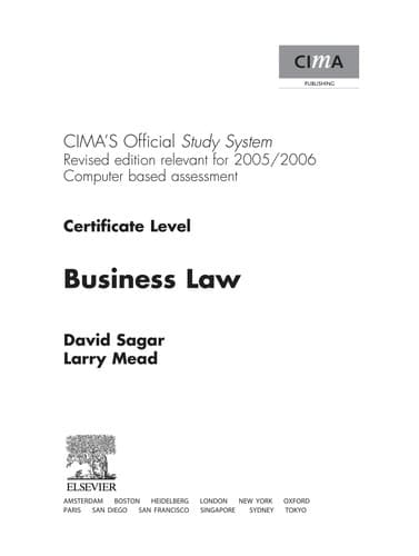 Tapa de Business Law