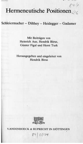 Tapa de Hermeneutische Positionen