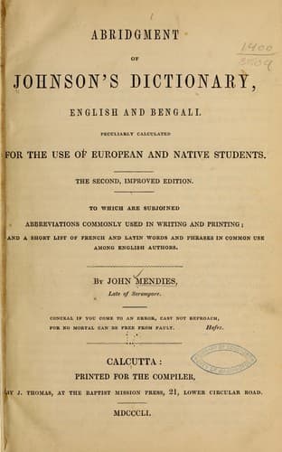 Tapa de Abridgment of Johnson's Dictionary