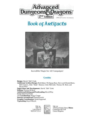 Tapa de Book of Artifacts