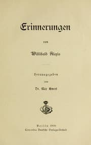 Tapa de Erinnerungen von Willibald Alexis