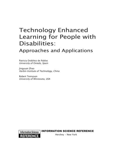 Tapa de Technology enhanced learning for people with disabilities