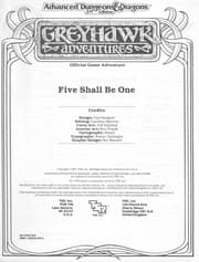 Tapa de Five Shall Be One (Advanced Dungeons & Dragons/2nd Edition : Greyhawk Adventures, WGS1 Adventure, No. 9317)