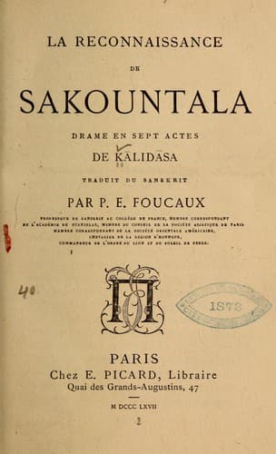 Tapa de La reconnaissance de Sakountala