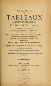 Tapa de Catalogue de tableaux anciens et modernes et objets d'art, appartenant a la succession de feu M. le Baron de la Villestreux, ... M. le Comte de Nahuys