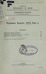 Tapa de Summary report of the Geological Survey Dept.